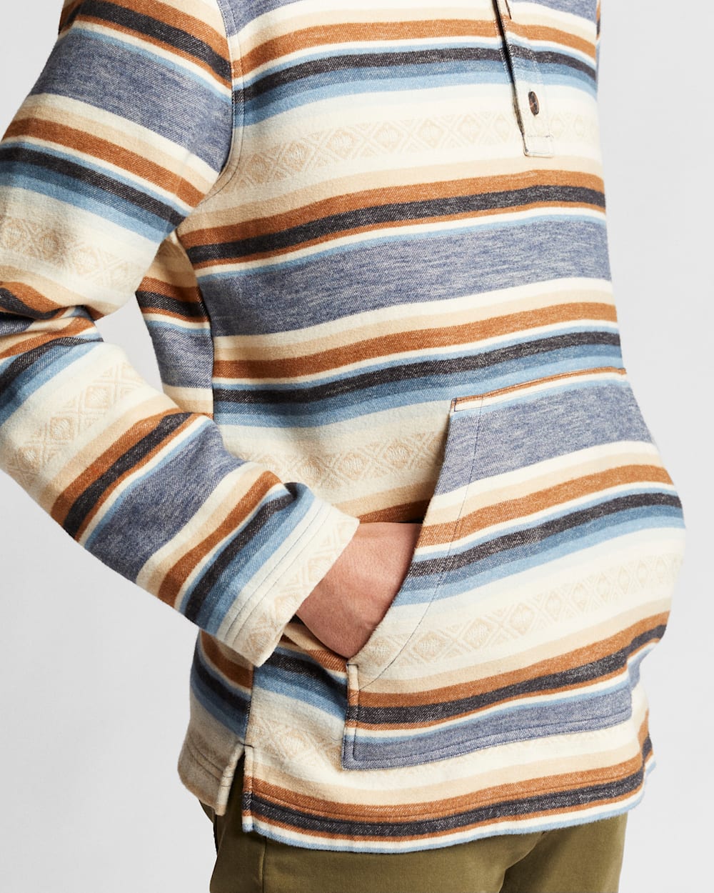 ALTERNATE VIEW OF MEN'S DOUBLESOFT HOODIE POPOVER IN BLUE SERAPE JACQUARD image number 5