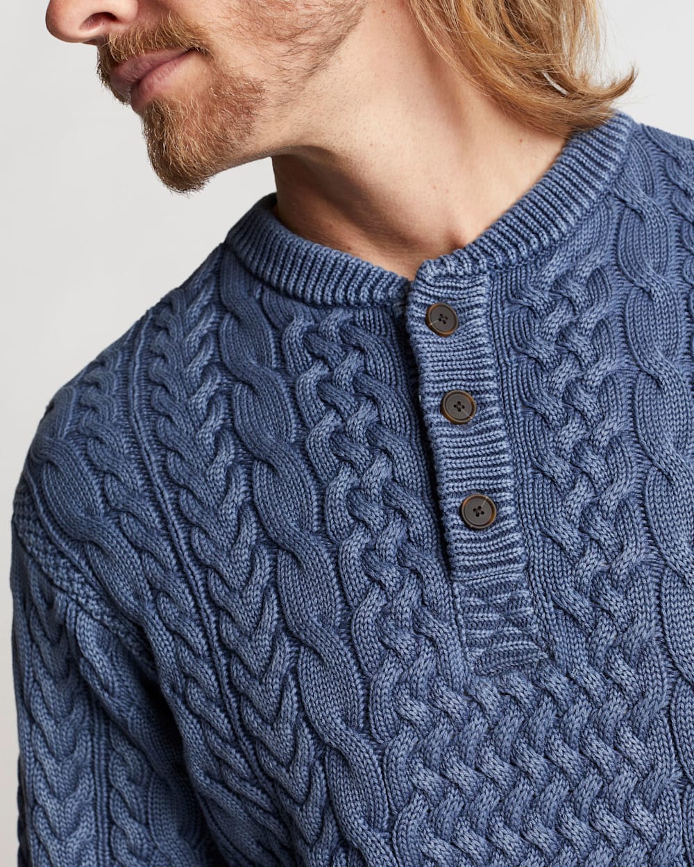 Men's cotton henley sweater top