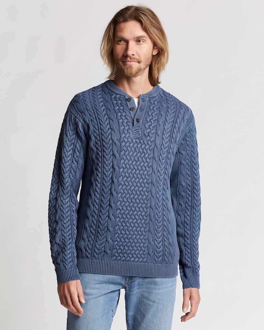 Men's cotton henley sweater top