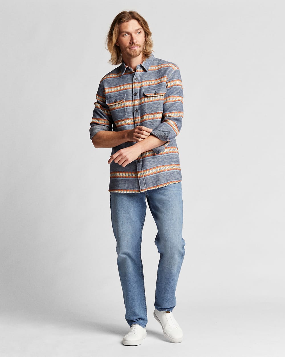 MEN'S DOUBLESOFT DRIFTWOOD SHIRT IN BLUE PINTO MOUNTAINS image number 1