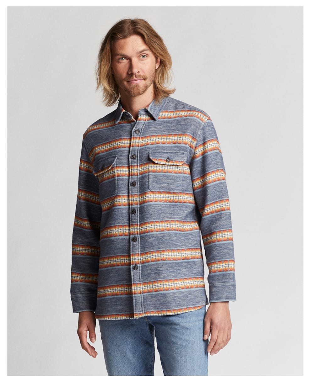 ALTERNATE VIEW OF MEN'S DOUBLESOFT DRIFTWOOD SHIRT IN BLUE PINTO MOUNTAINS image number 6