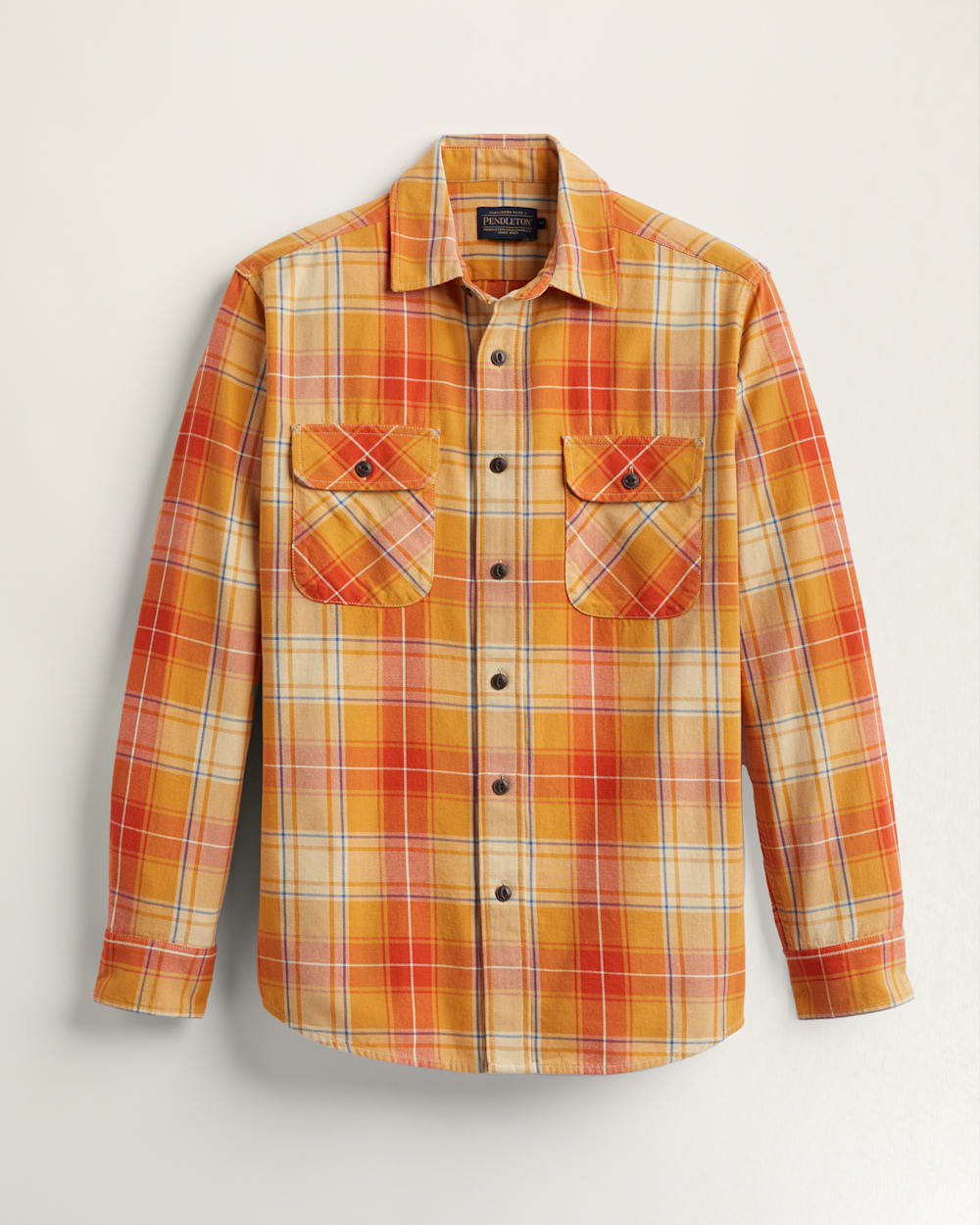 MEN'S PLAID BEACH SHACK COTTON SHIRT IN RUST/CITRUS/WHITE PLAID image number 1