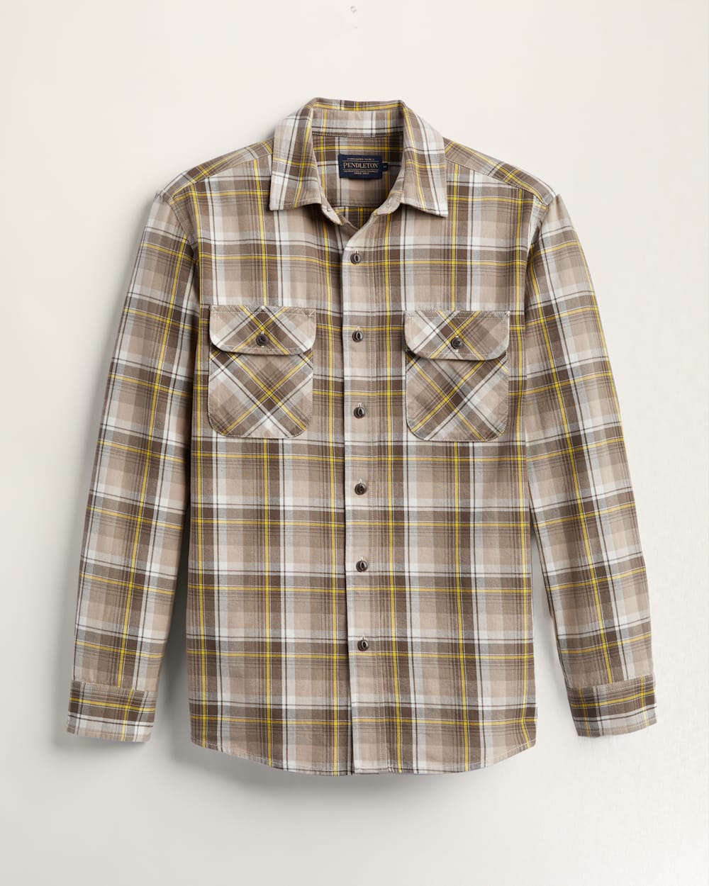 MEN'S PLAID BEACH SHACK COTTON SHIRT IN EARTH/ECRU/YELLOW PLAID image number 1