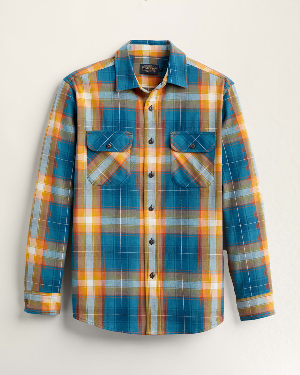 MEN'S PLAID BEACH SHACK COTTON SHIRT IN AEGEAN/CITRUS PLAID image number 1