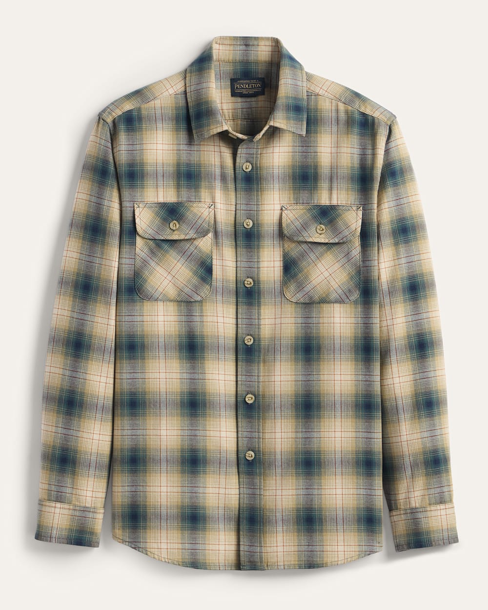 MEN'S PLAID BEACH SHACK COTTON SHIRT IN TAN/BLUE PLAID image number 1