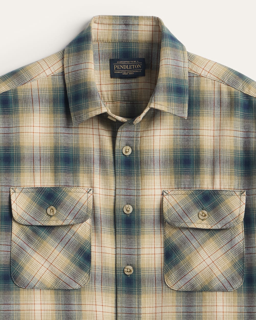 ALTERNATE VIEW OF MEN'S PLAID BEACH SHACK COTTON SHIRT IN TAN/BLUE PLAID image number 2
