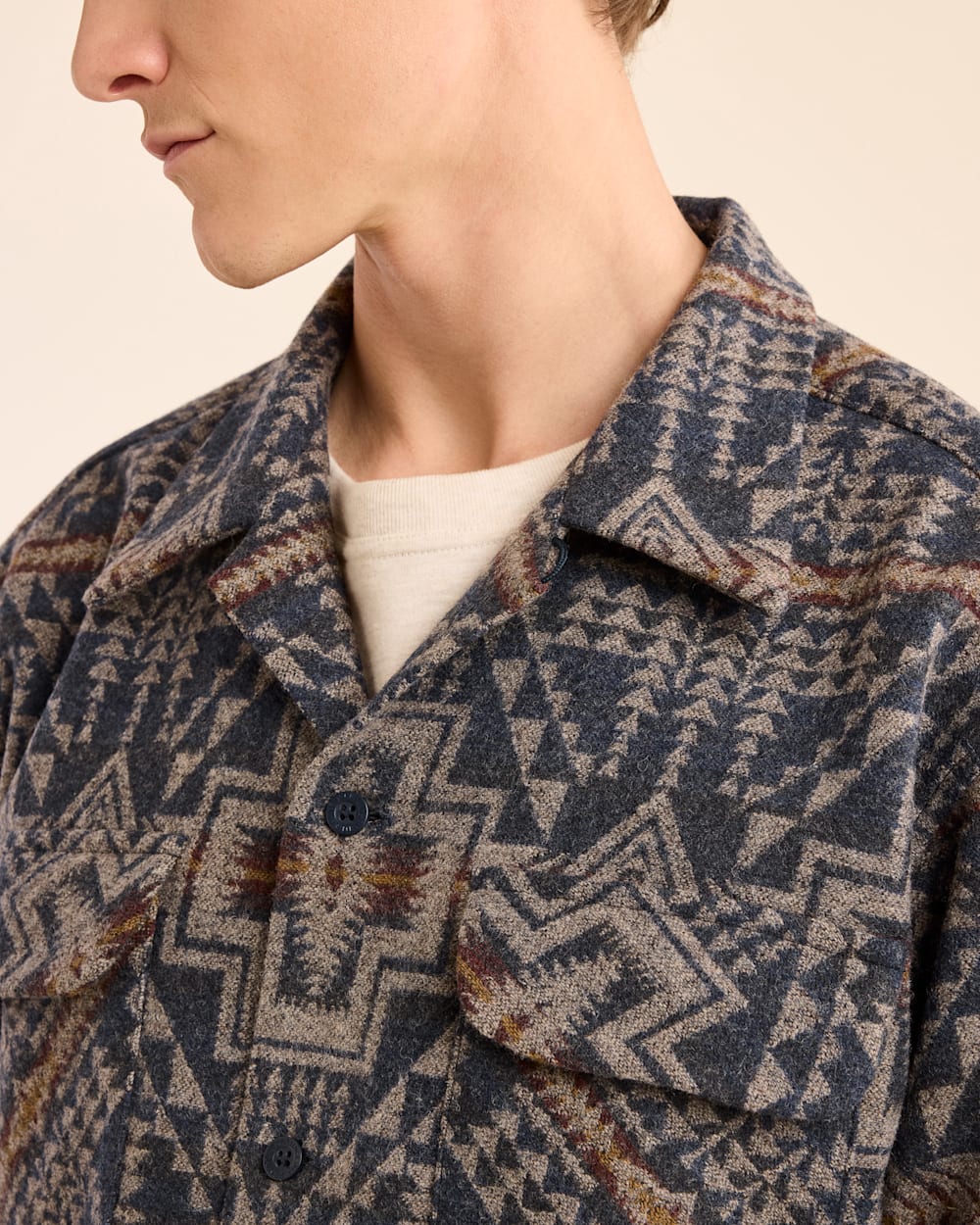 ALTERNATE VIEW OF MEN'S JACQUARD BOARD SHIRT IN NAVY HARDING TRAIL image number 2