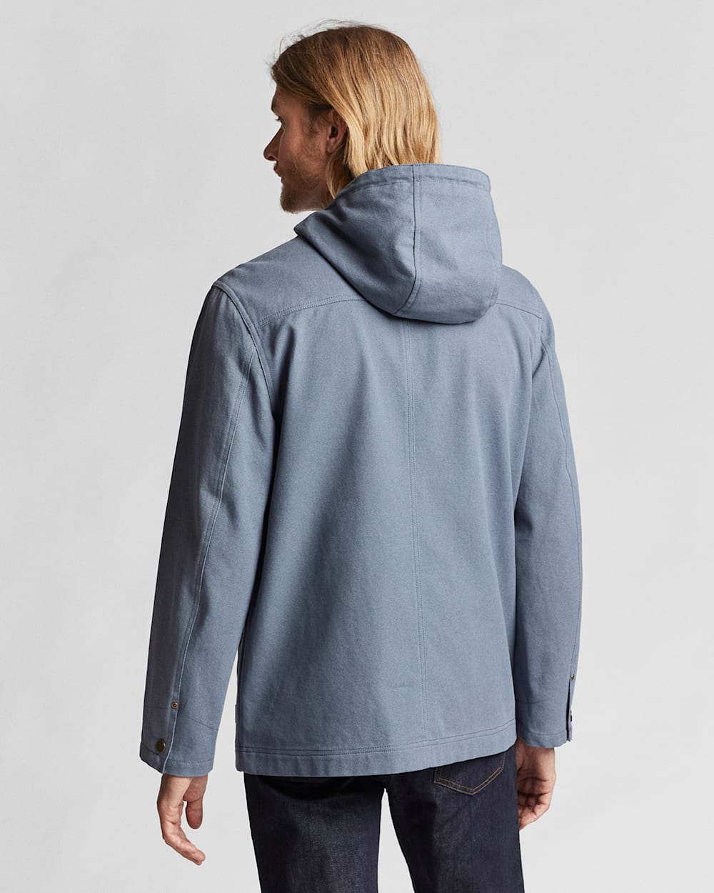 ALTERNATE VIEW OF MEN'S BLACK HAWK HOODED CANVAS JACKET IN STORM BLUE image number 3