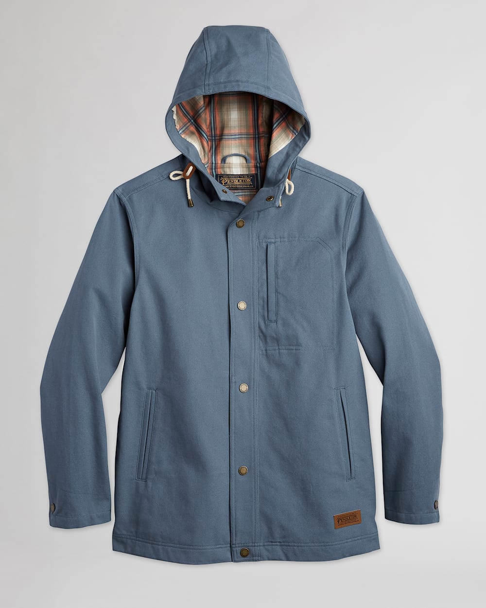 ALTERNATE VIEW OF MEN'S BLACK HAWK HOODED CANVAS JACKET IN STORM BLUE image number 8