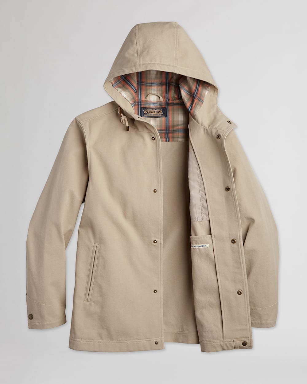 ALTERNATE VIEW OF MEN'S BLACK HAWK HOODED CANVAS JACKET IN TAUPE image number 2