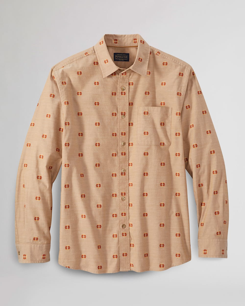 MEN'S LONG-SLEEVE CARSON SHIRT IN TAN DOBBY image number 1