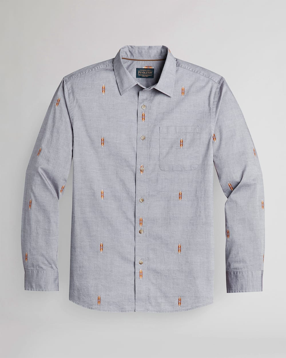 MEN'S LONG-SLEEVE CARSON CHAMBRAY DOBBY SHIRT IN BROWN image number 1