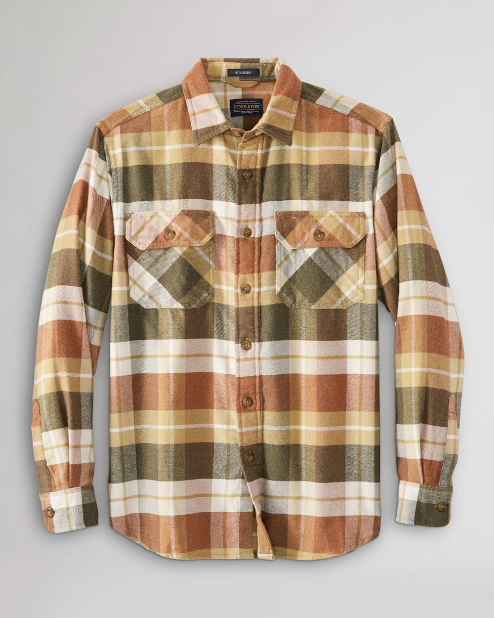 MEN'S PLAID BURNSIDE DOUBLE-BRUSHED FLANNEL SHIRT IN BROWN BLOCK PLAID image number 1