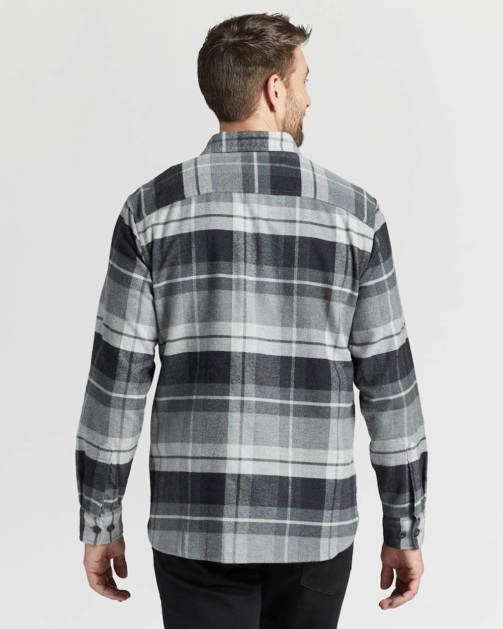 ALTERNATE VIEW OF MEN'S PLAID BURNSIDE DOUBLE-BRUSHED FLANNEL SHIRT IN GREY PLAID image number 3