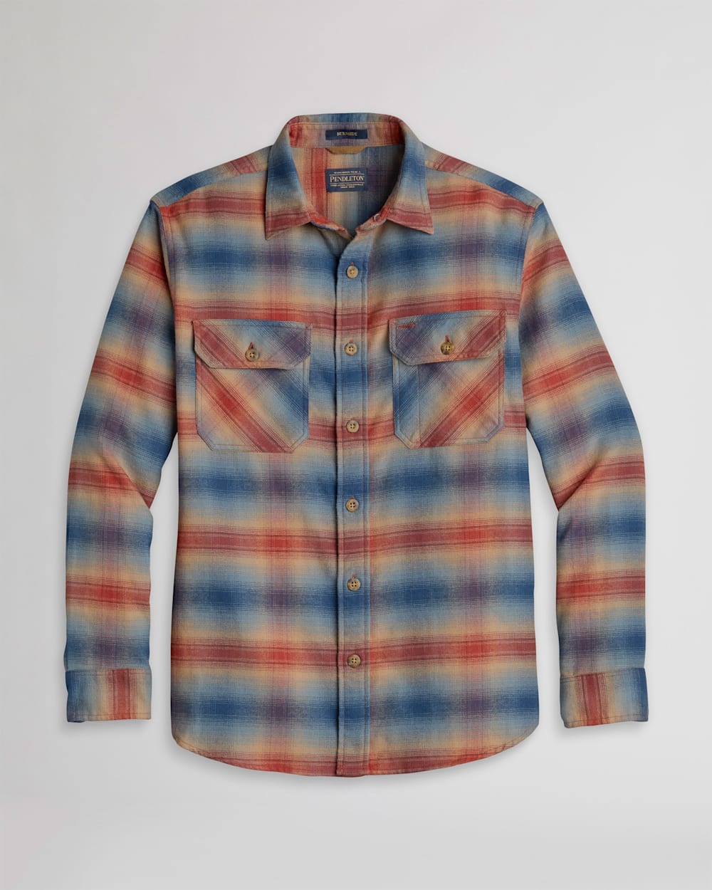 MEN'S PLAID BURNSIDE DOUBLE-BRUSHED FLANNEL SHIRT IN NAVY/RUST/TAN PLAID image number 1