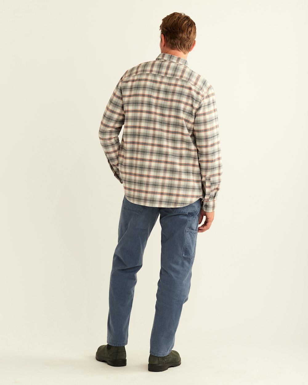 ALTERNATE VIEW OF MEN'S PLAID BURNSIDE DOUBLE-BRUSHED FLANNEL SHIRT IN BIRCH/GREY/RED PLAID image number 3