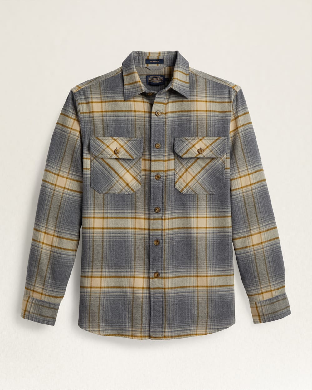 MEN'S PLAID BURNSIDE DOUBLE-BRUSHED FLANNEL SHIRT IN TAN/OXFORD/OLIVE PLAID image number 1