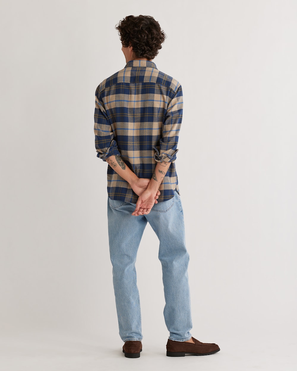 Men's Blue Plaid Burnside Double-Brushed Flannel Shirt