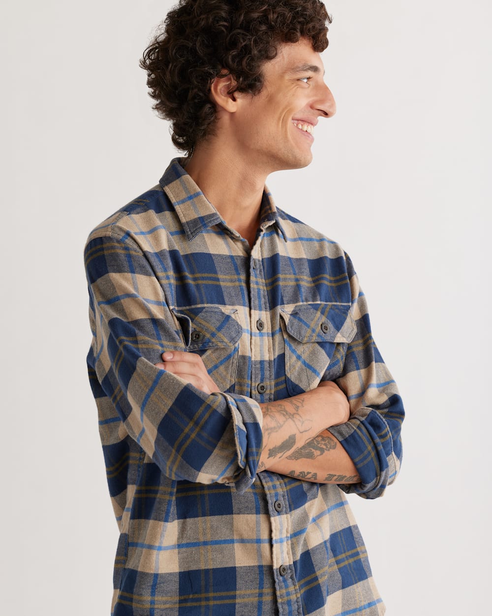 Men s Blue Plaid Burnside Double Brushed Flannel Shirt Pendleton