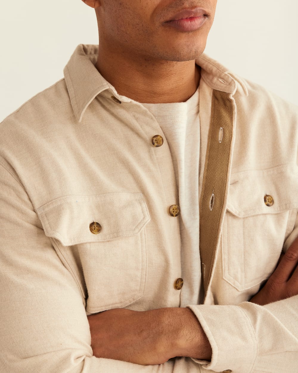 ALTERNATE VIEW OF MEN'S BURNSIDE DOUBLE-BRUSHED FLANNEL SHIRT IN SAND HEATHER image number 4