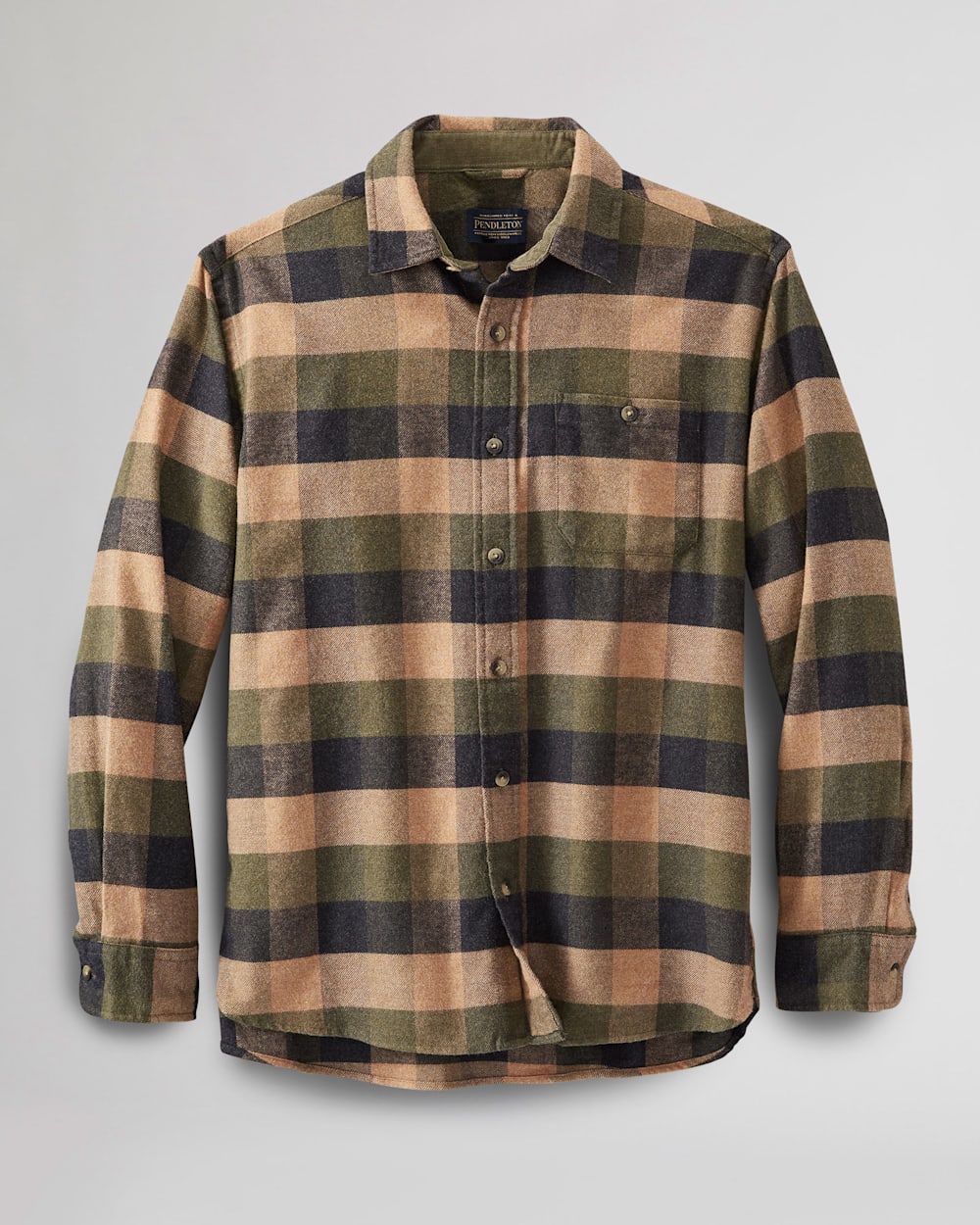 MEN'S FREMONT DOUBLE-BRUSHED FLANNEL SHIRT IN BLACK/GREEN/BROWN CHECK image number 1