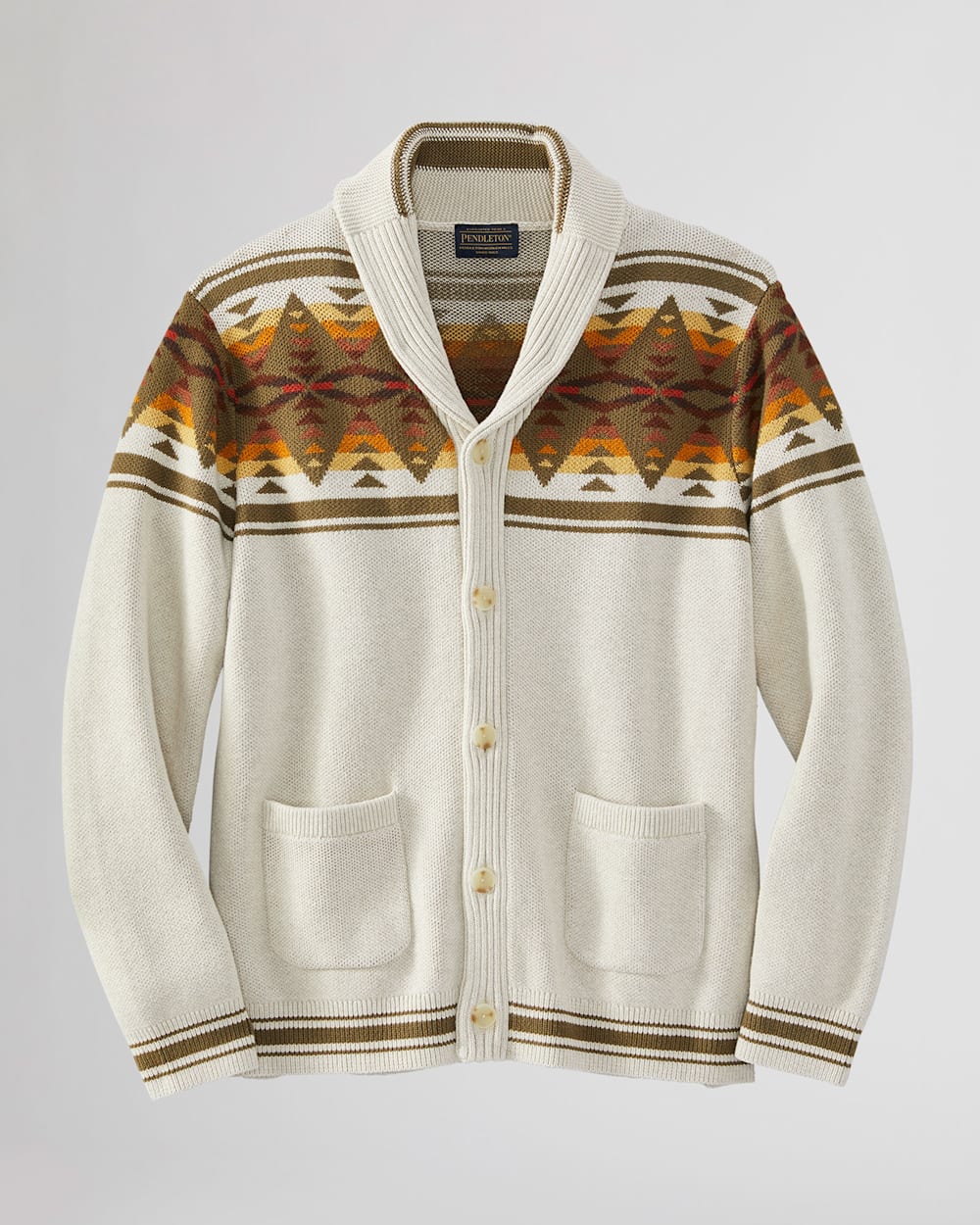 MEN'S CALLISTER COTTON CARDIGAN IN TAN MULTI image number 1