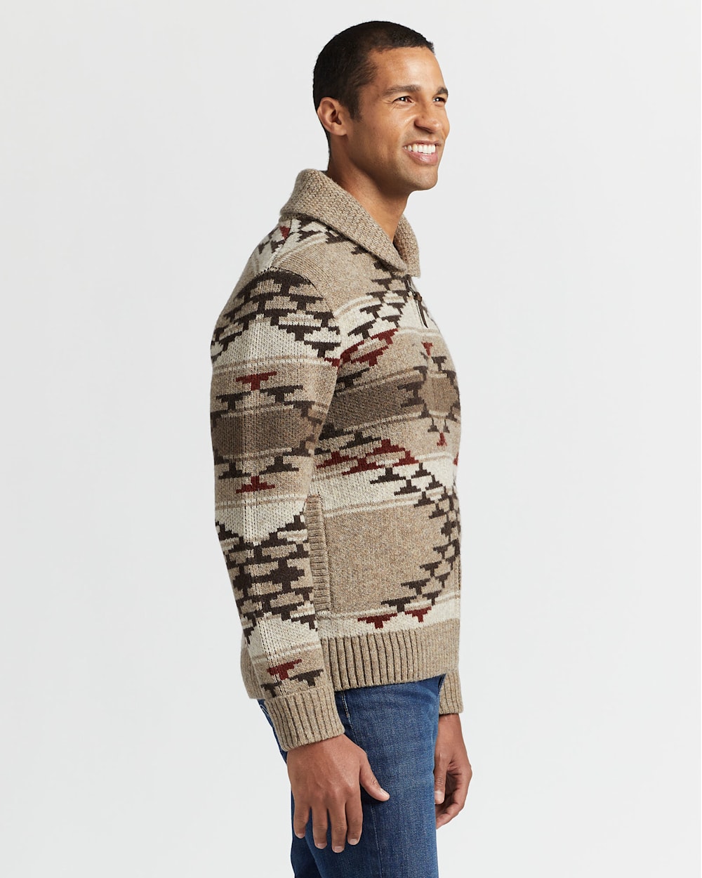 ALTERNATE VIEW OF MEN'S SALT CREEK SHETLAND ZIP CARDIGAN IN NATURAL image number 3