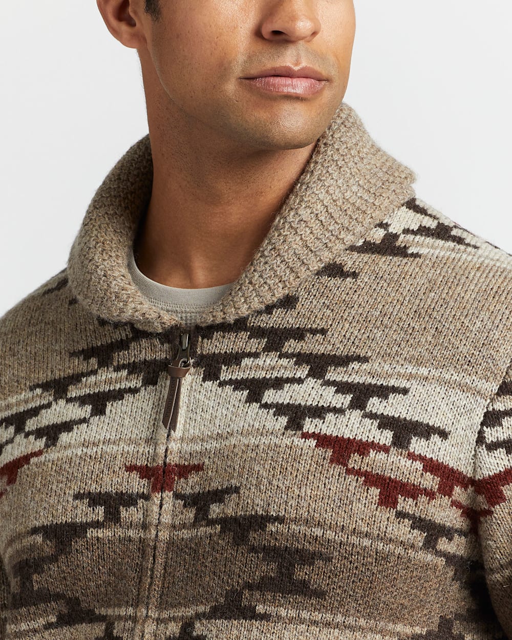ALTERNATE VIEW OF MEN'S SALT CREEK SHETLAND ZIP CARDIGAN IN NATURAL image number 5