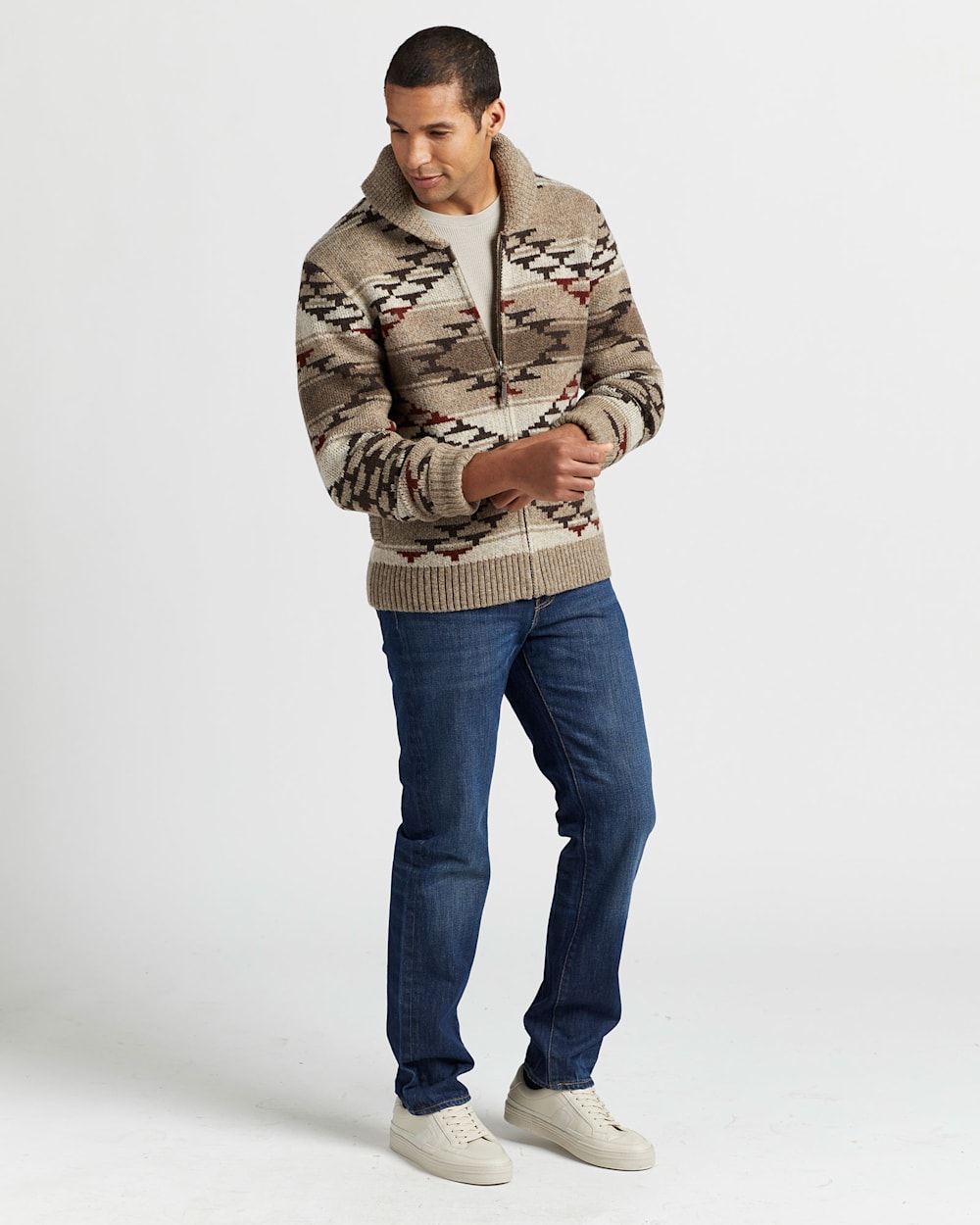 ALTERNATE VIEW OF MEN'S SALT CREEK SHETLAND ZIP CARDIGAN IN NATURAL image number 6