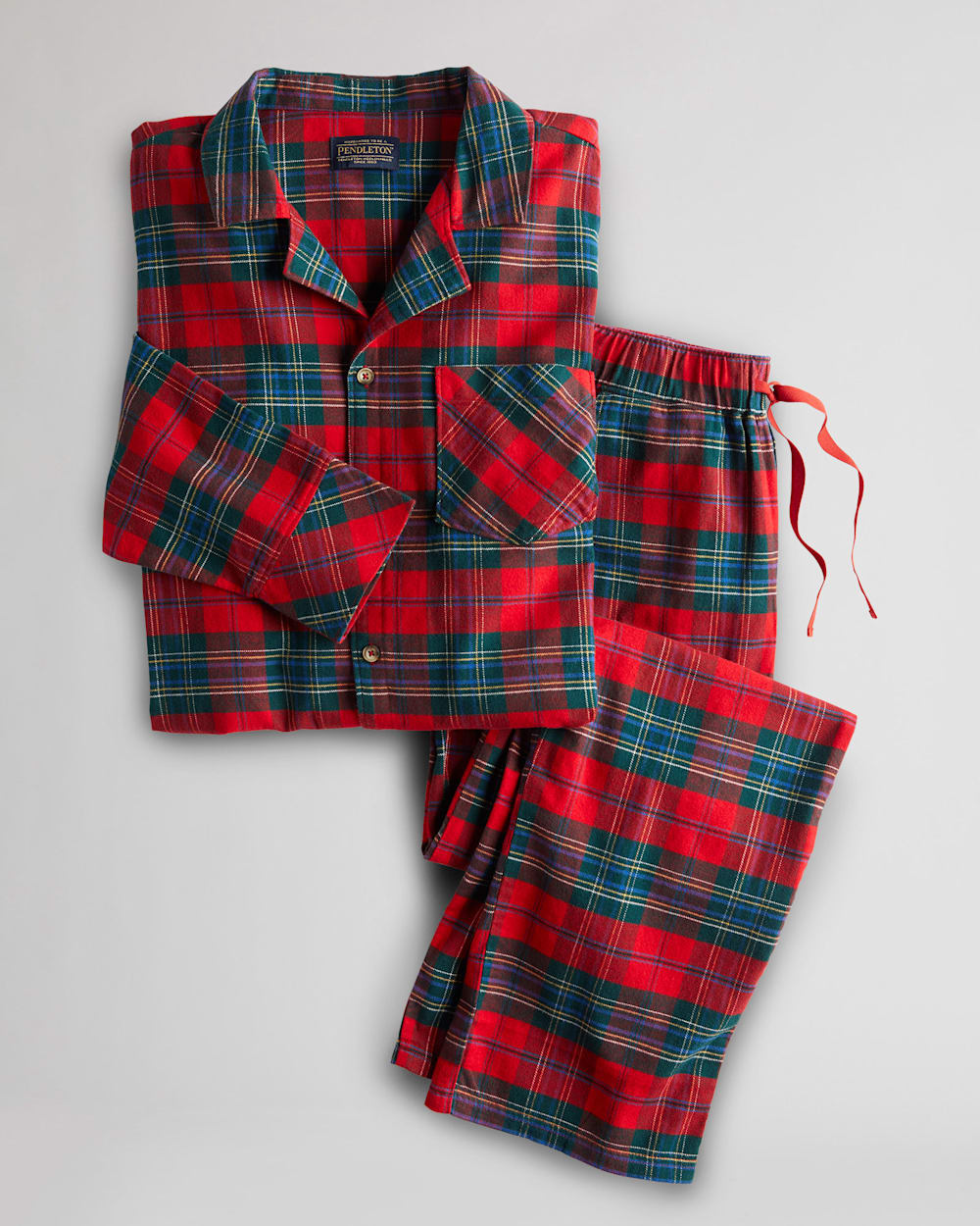 MEN'S FLANNEL PAJAMA SET IN RED/GREEN PLAID image number 1