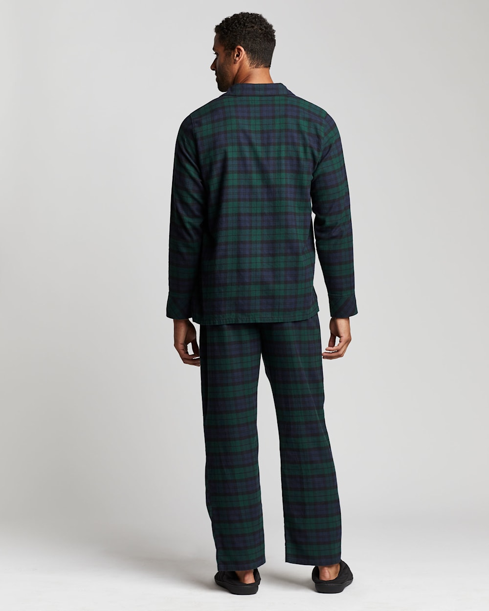 ALTERNATE VIEW OF MEN'S FLANNEL PAJAMA SET IN BLACK WATCH TARTAN image number 3