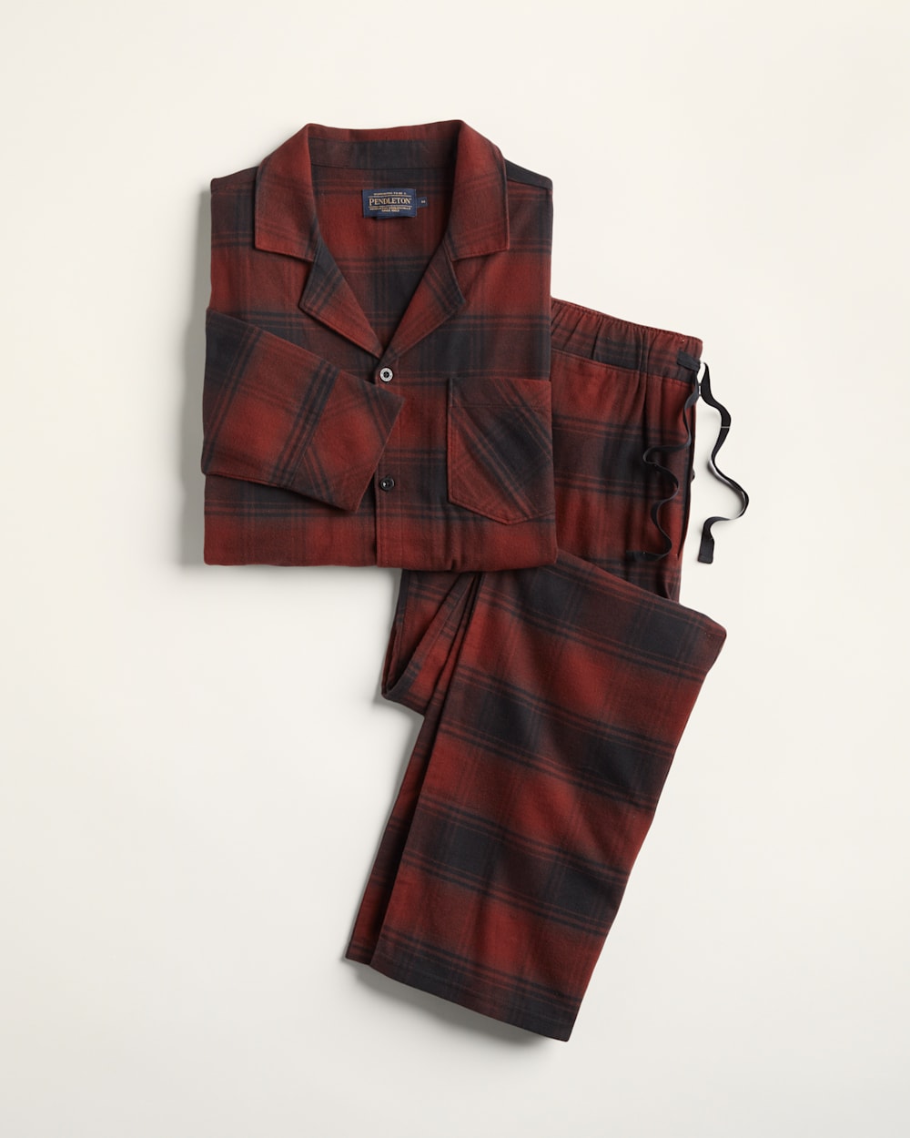 MEN'S FLANNEL PAJAMA SET IN RED/BLACK OMBRE image number 1