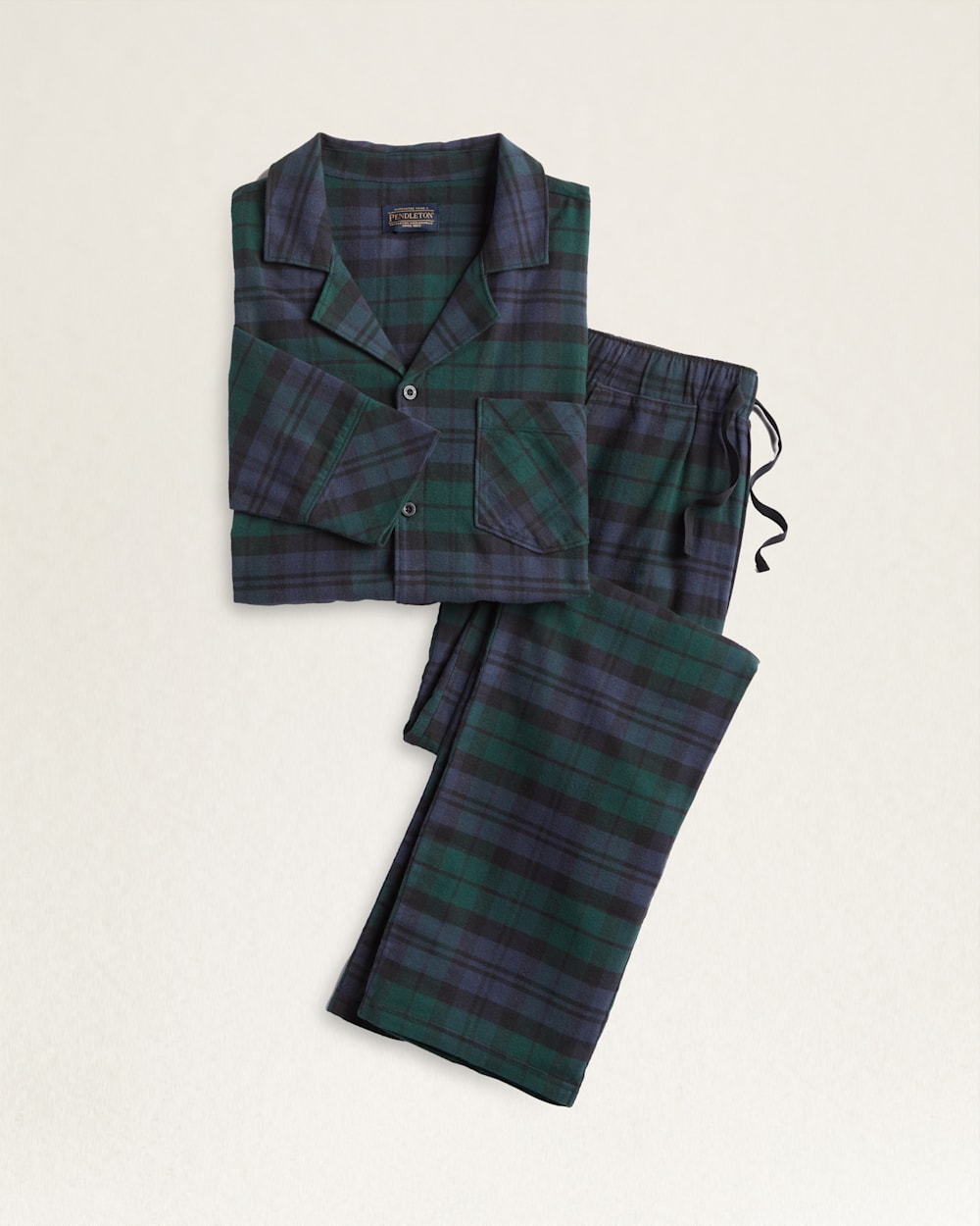 MEN'S FLANNEL PAJAMA SET IN BLACK WATCH TARTAN image number 1