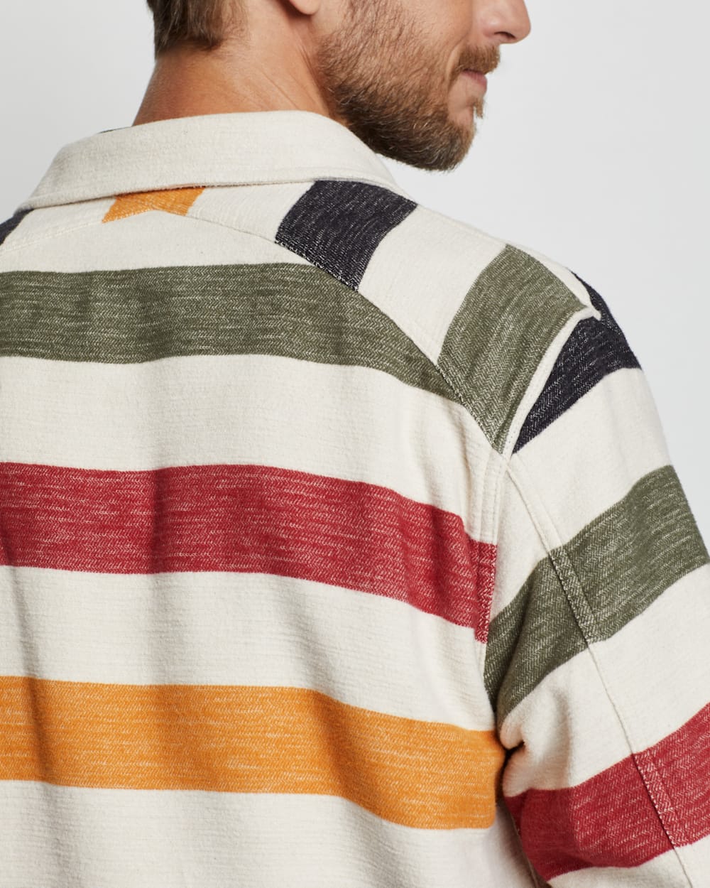 CLOSE UP  VIEW OF MEN'S DOUBLESOFT GLACIER DRIFTWOOD SHIRT IN GLACIER STRIPE image number 5