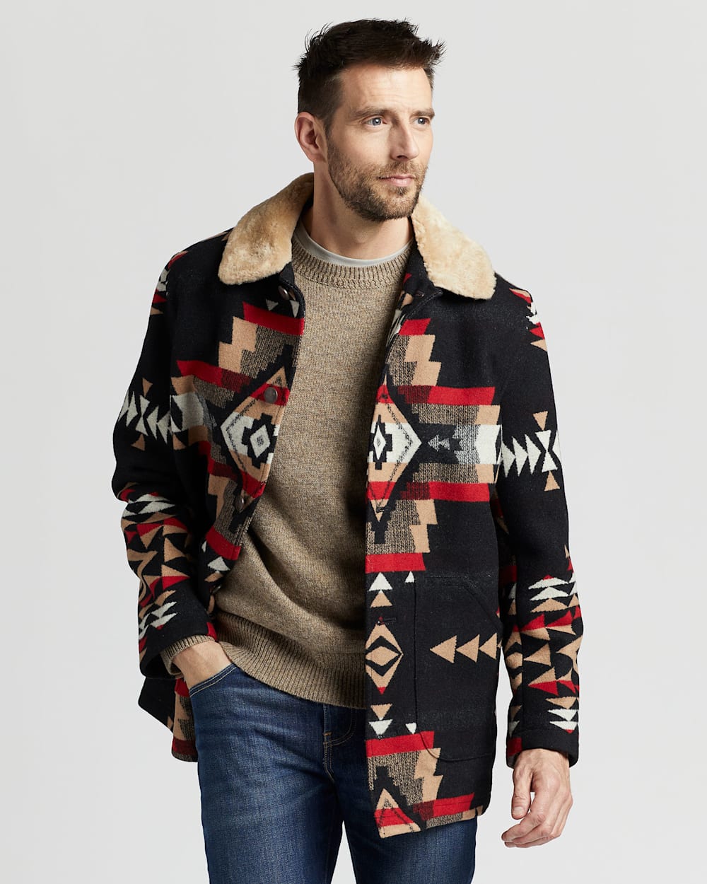 MEN S BROWNSVILLE SHEARLING COLLAR COAT