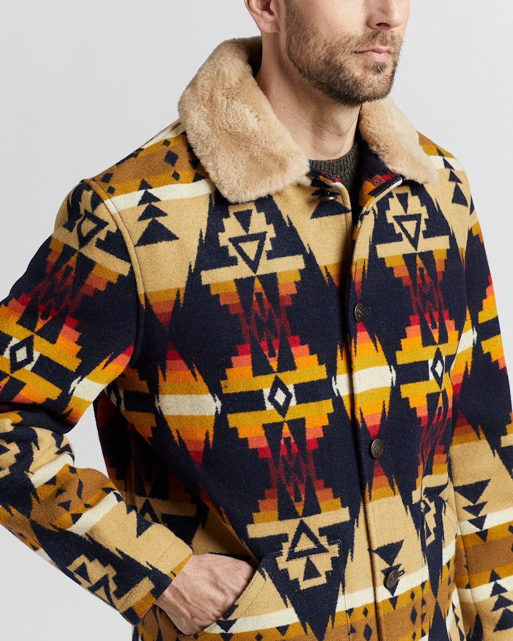 Pendleton brownsville shearling collar coat outlet