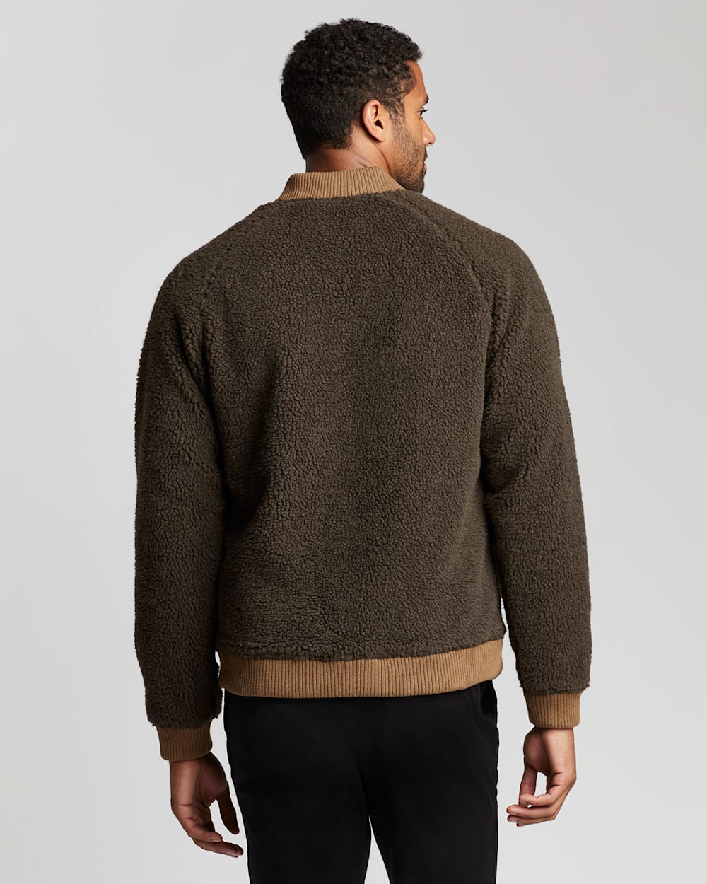 ALTERNATE VIEW OF MEN'S LODGEPINE FLEECE BOMBER JACKET IN MOCHA STRIPE image number 2