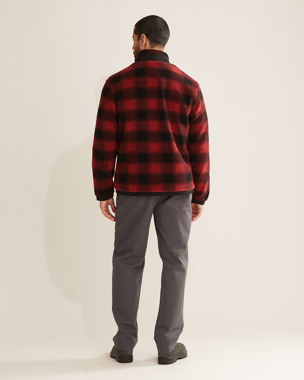 ALTERNATE VIEW OF MEN'S LONE FIR STAND-COLLAR FLEECE JACKET IN RED BUFFALO CHECK image number 3