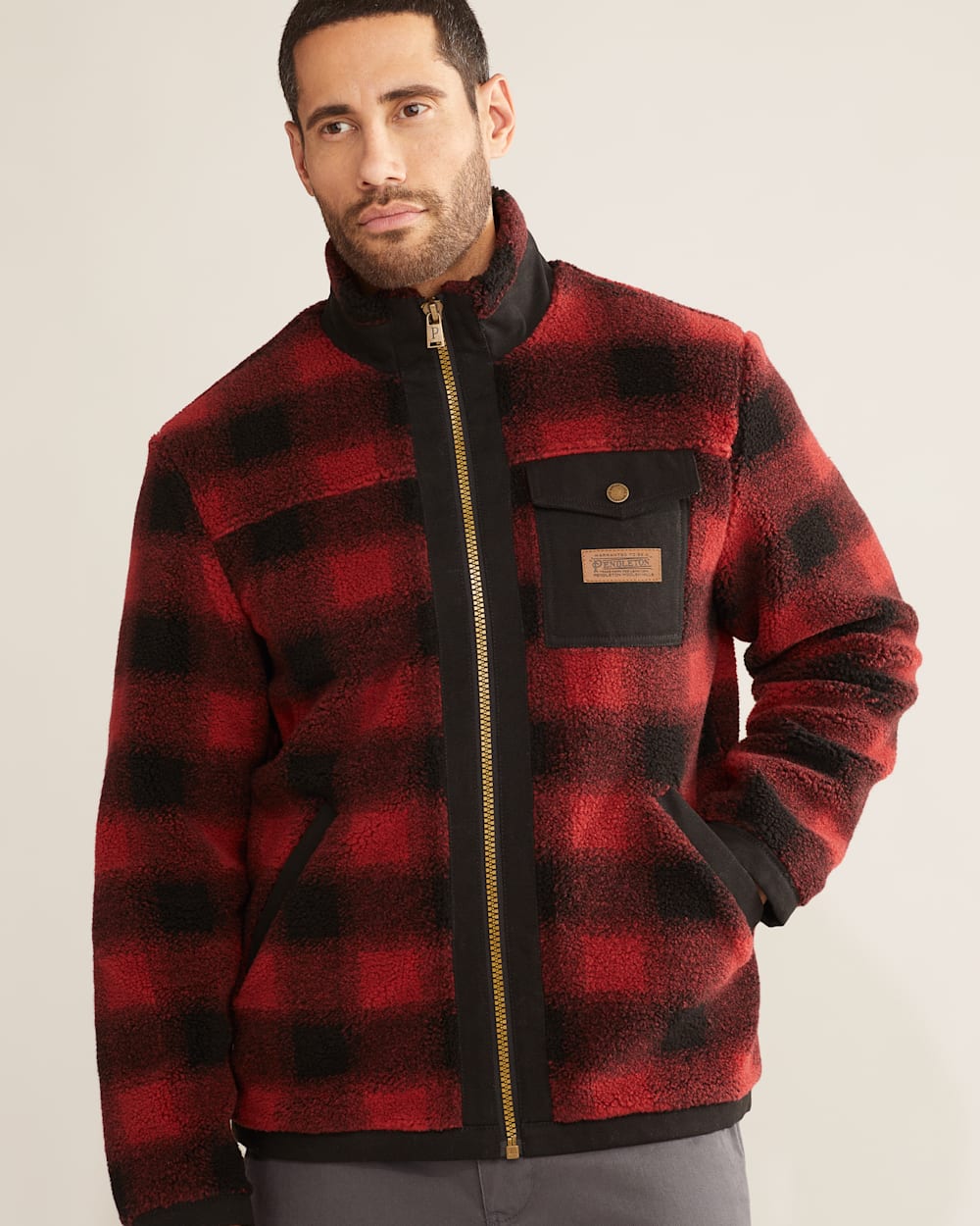 Checked fleece jacket