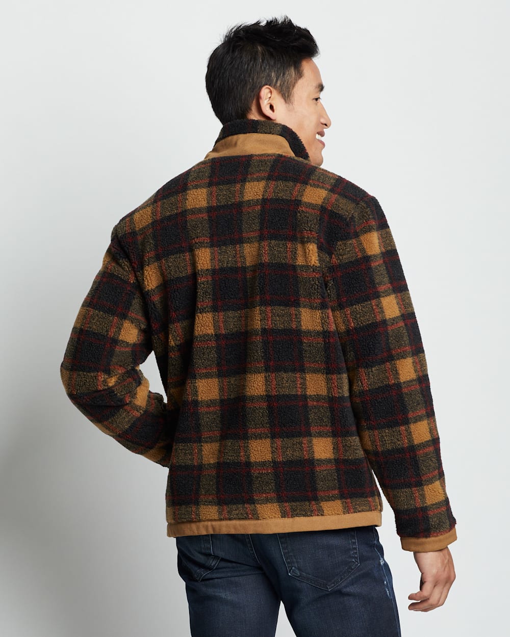ALTERNATE VIEW OF MEN'S LONE FIR STAND-COLLAR FLEECE JACKET IN SADDLE PLAID image number 5