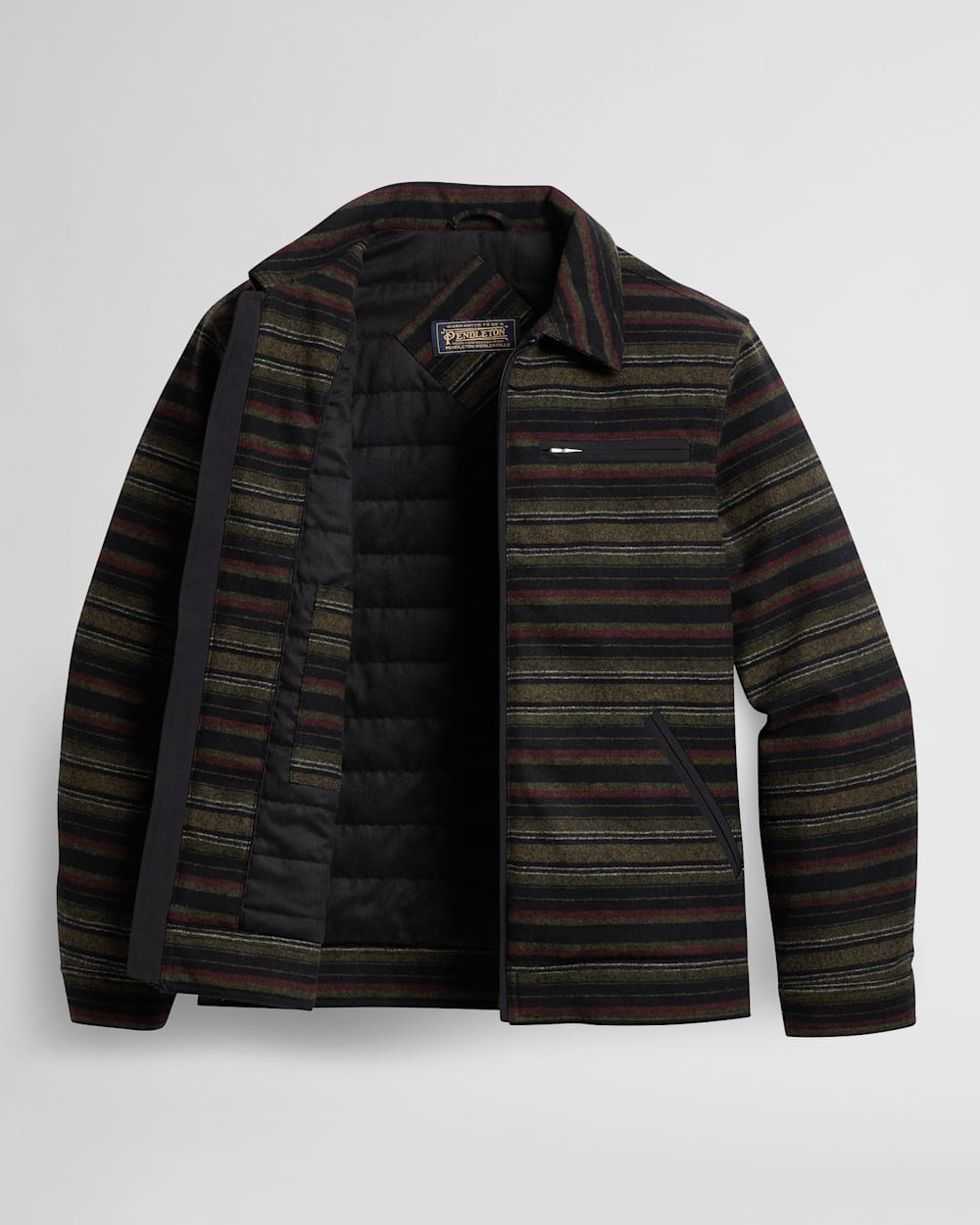 ALTERNATE VIEW OF MEN'S MT HOOD JACKET IN BLACK/OLIVE/MINERAL STRIPE image number 2