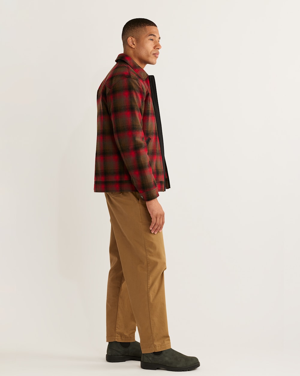 ALTERNATE VIEW OF MEN'S MT HOOD JACKET IN RED/OLIVE PLAID image number 2