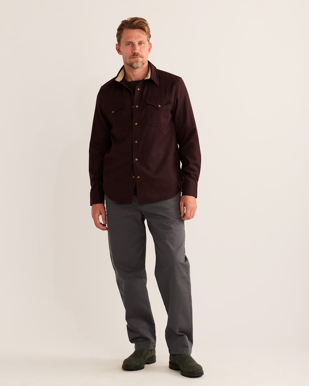 MEN'S SNAP-FRONT WESTERN CANYON SHIRT IN BURGUNDY MIX image number 1