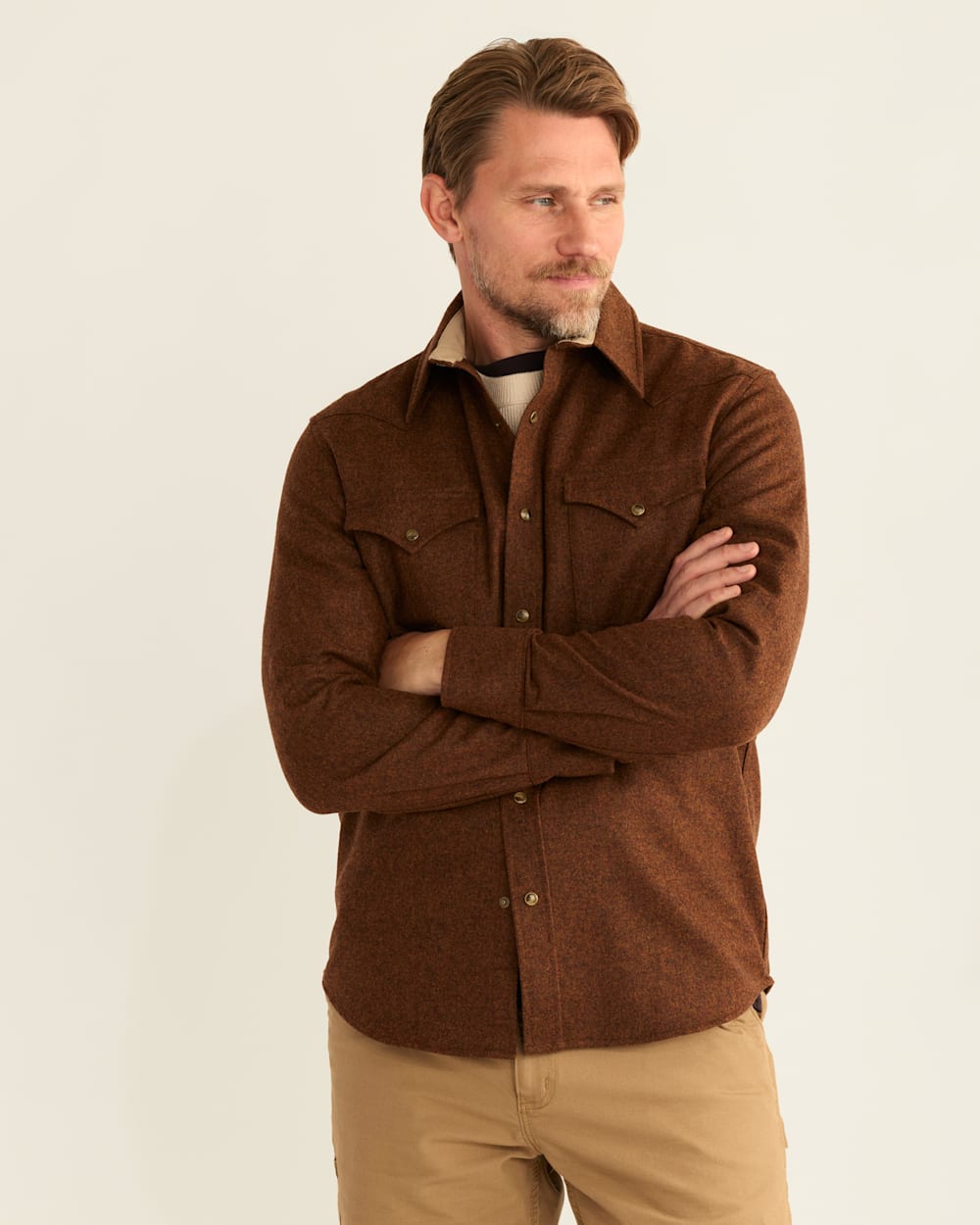 ALTERNATE VIEW OF MEN'S SNAP-FRONT WESTERN CANYON SHIRT IN RUST image number 4