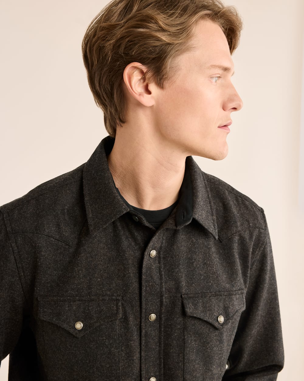 ALTERNATE VIEW OF MEN'S SNAP-FRONT WESTERN CANYON SHIRT IN BLACK/BROWN MIX image number 5