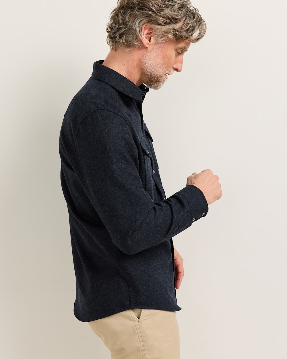 ALTERNATE VIEW OF MEN'S SNAP-FRONT WESTERN CANYON SHIRT IN NAVY/BLACK MIX image number 2