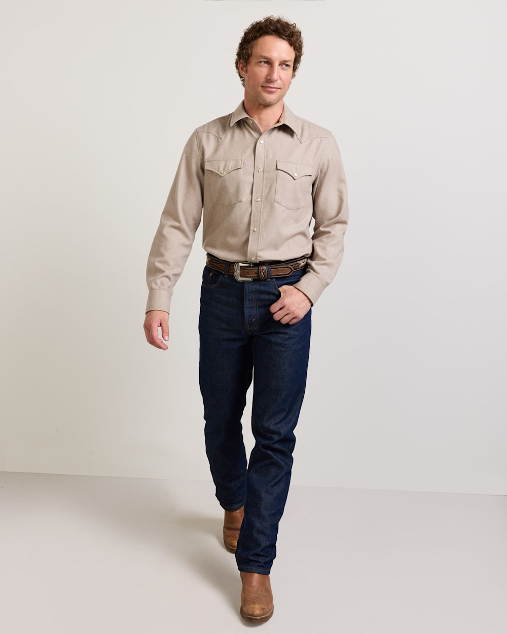 ALTERNATE VIEW OF MEN'S SNAP-FRONT WESTERN CANYON SHIRT IN NATURAL MIX image number 3