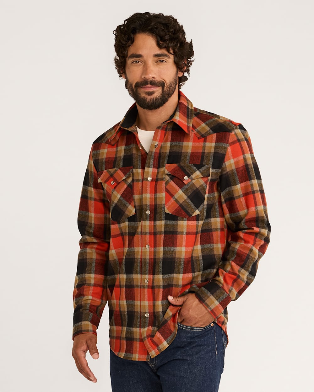 MEN'S PLAID SNAP-FRONT WESTERN CANYON SHIRT IN RED/BLACK PLAID image number 1
