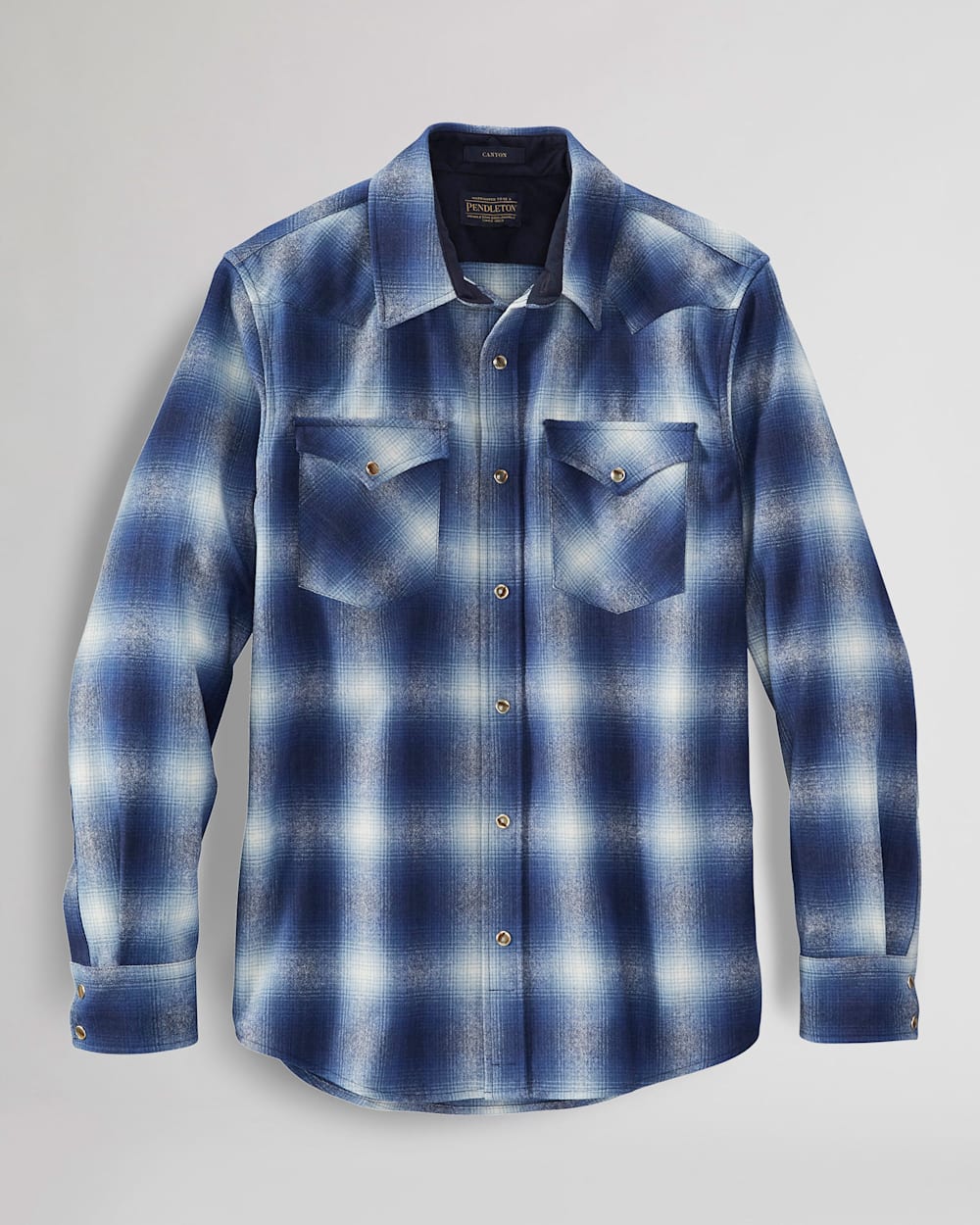MEN'S PLAID SNAP-FRONT WESTERN CANYON SHIRT IN BLUE OMBRE image number 1