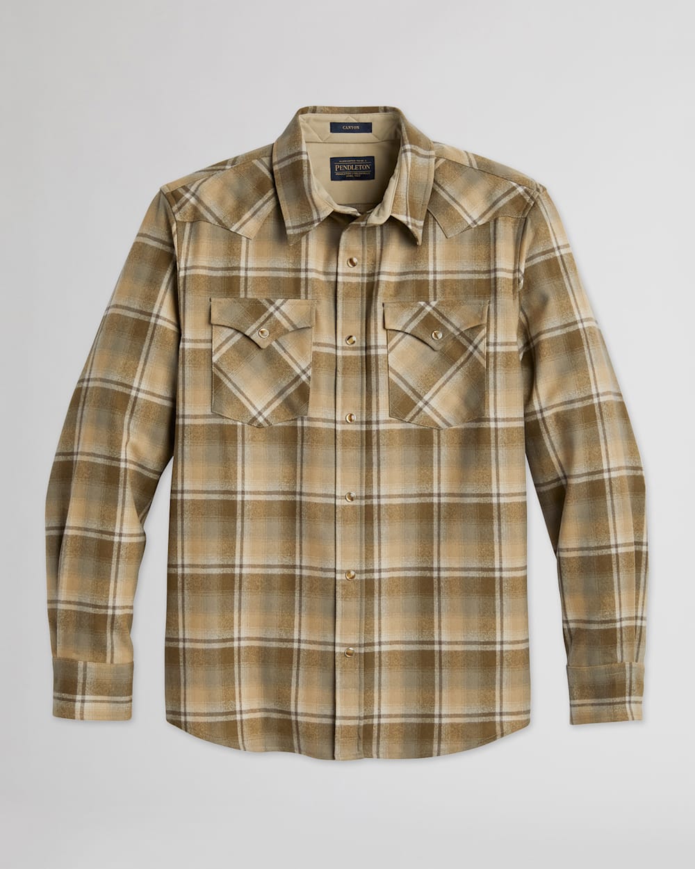 MEN'S PLAID SNAP-FRONT WESTERN CANYON SHIRT IN OLIVE/TAN PLAID image number 1